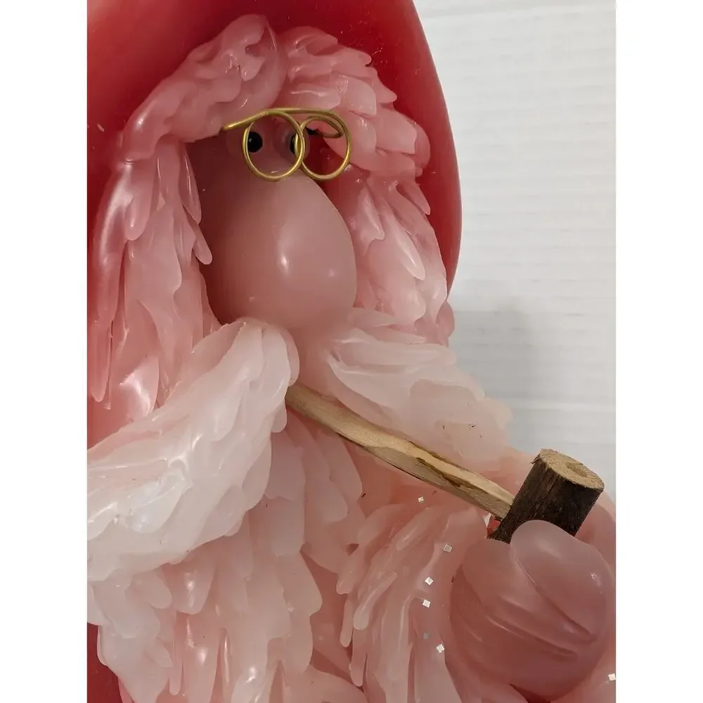 Vintage Northern Lights Fantasy Figure Santa Candle with Pipe & Gift Bag